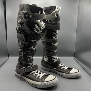 Converse Chuck Taylor All Star XX Hi Knee High Buckle Strap Boots Grey Womens 8